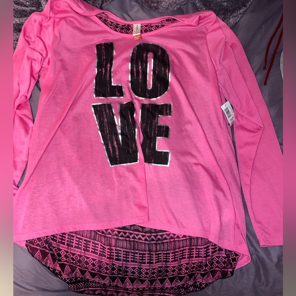 Juniors “Bo Boundaries” Long Sleeve Multi Color Shirt “Love” Black & Pink - Picture 4 of 6